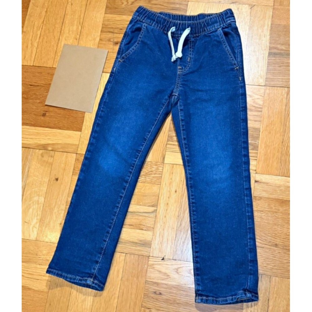 Old Navy Boys Straight Pull-On Jeans Size S 6-7 Dark Wash Stretch Denim